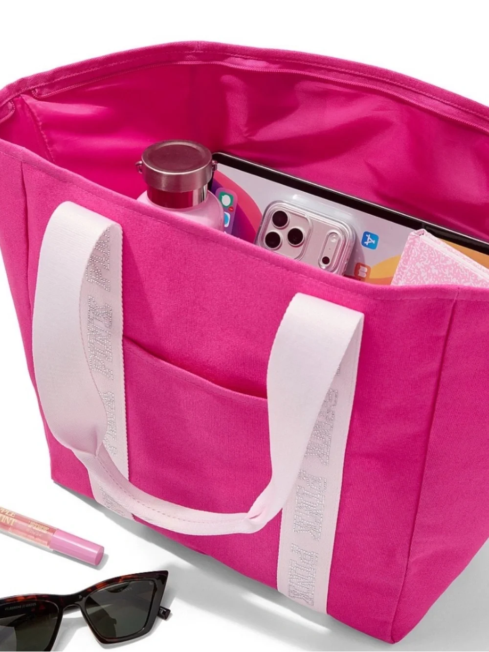 Victoria Secret PINK Rhinestone Gemstone Tote Bag Weekend Shopping Overnight